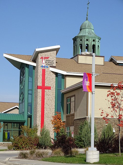 Exterior with new Peace Banner